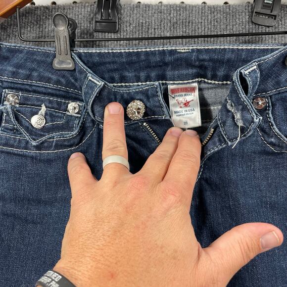 True Religion Jeans Women's 28 (30X28) Blue Denim Straight Leg Flap Pocket READ - Picture 4 of 12